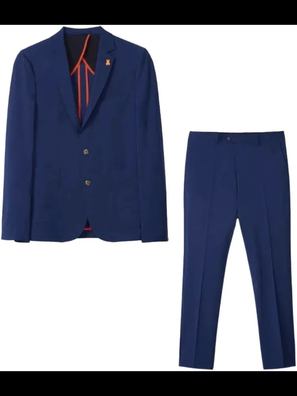 Psycho Bunny Men's Navy Blue Two-Piece Suit with Red Trim Accent.